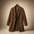 Stylish Brown Suede Oversized Trench Coat with Wide Lapel for Autumn/Winter Brown – Product Photo