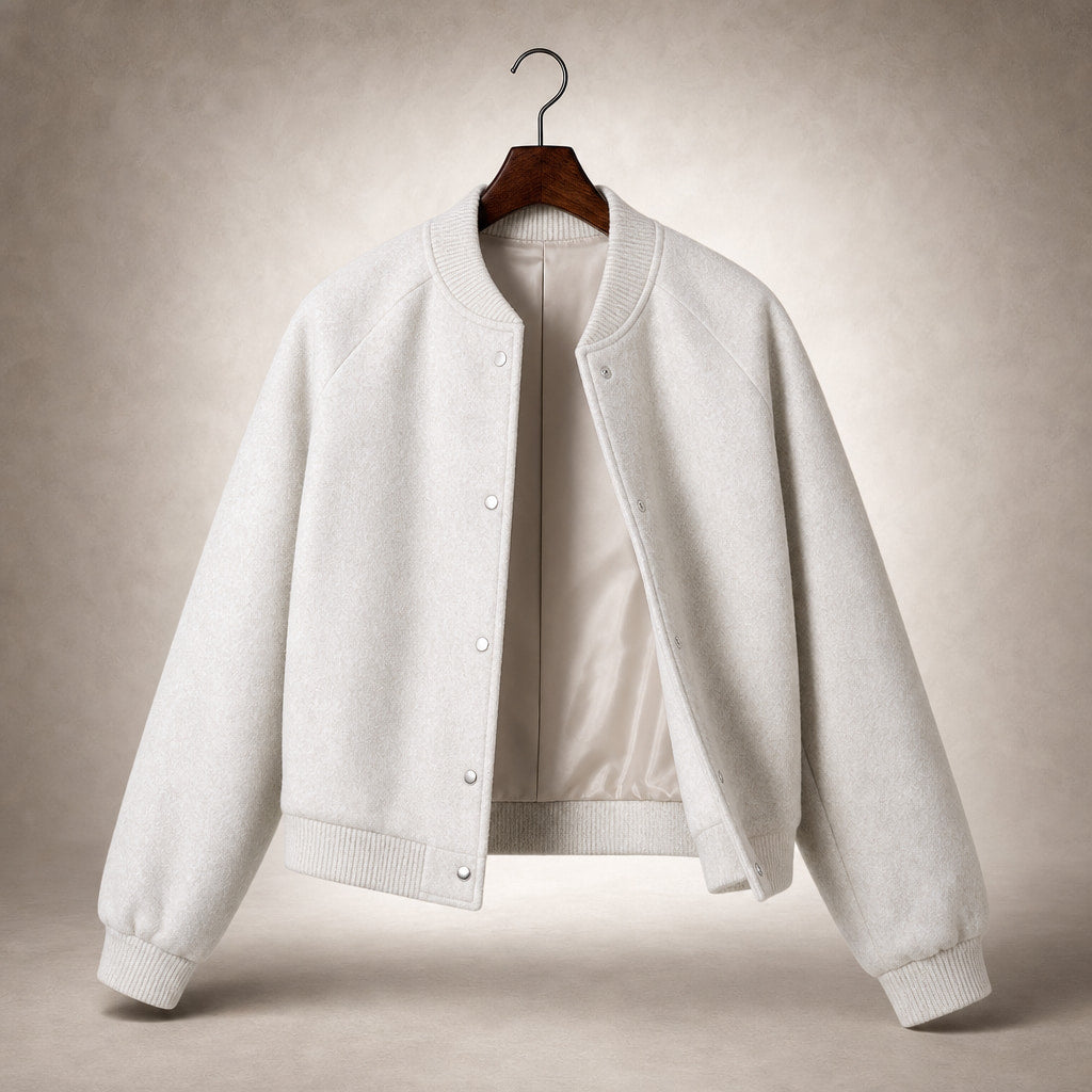 Stylish Cropped Button-Front Women's Bomber Jacket Beige – Product Photo