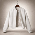 Stylish Cropped Button-Front Women's Bomber Jacket Beige – Product Photo