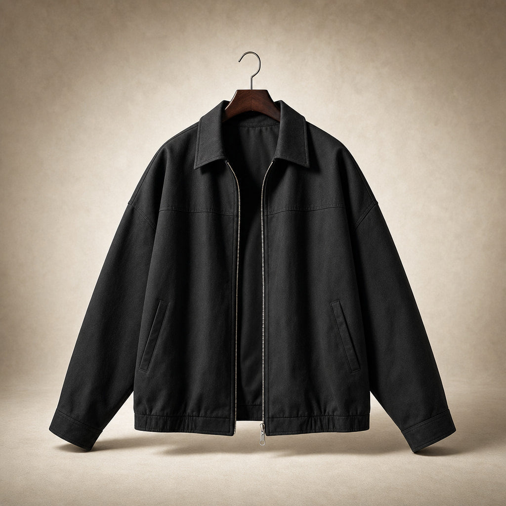 Stylish Cropped Zip-Up Women's Bomber Jacket Black – Product Photo