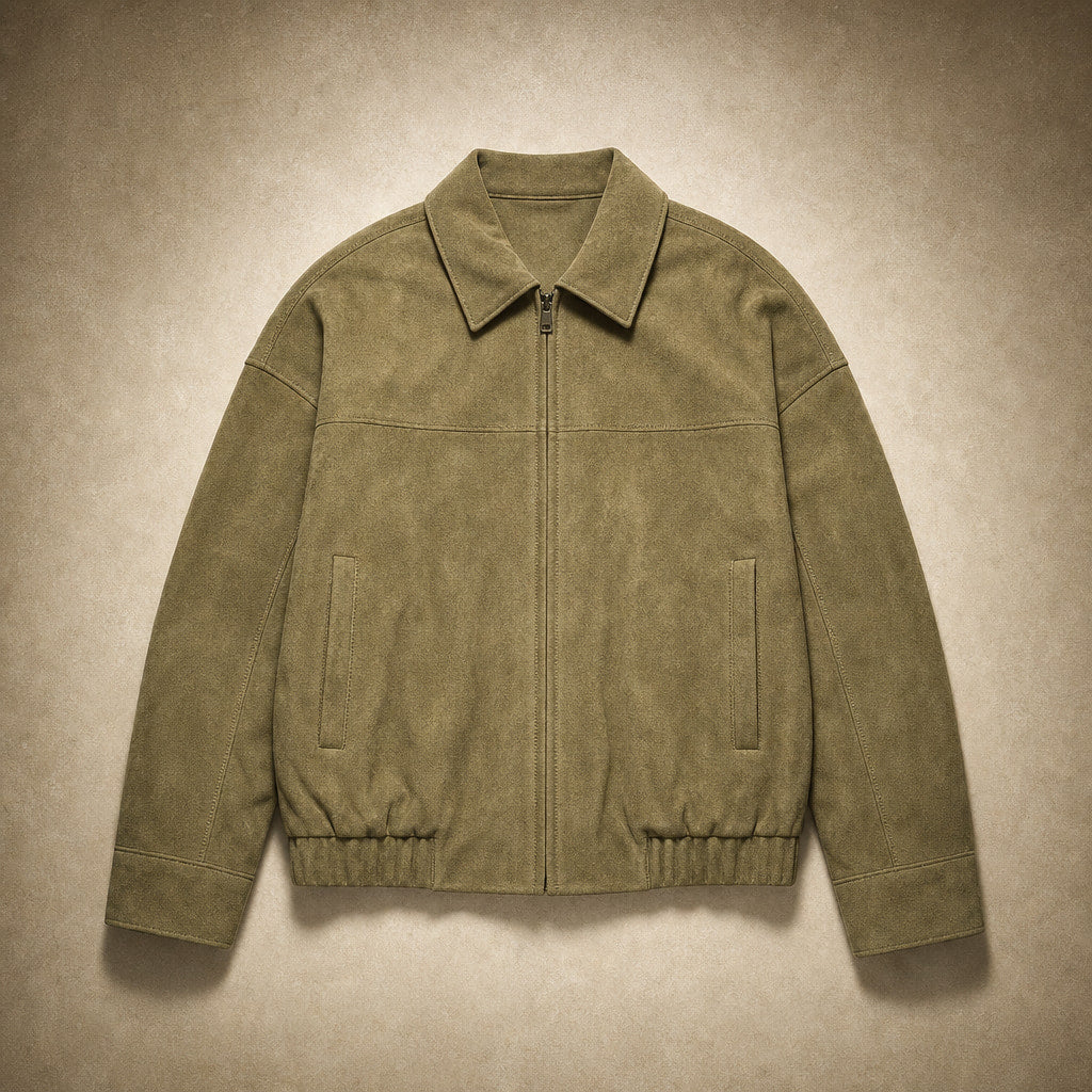 Stylish Cropped Zip-Up Women's Bomber Jacket Green – Flat Lay Product Photo
