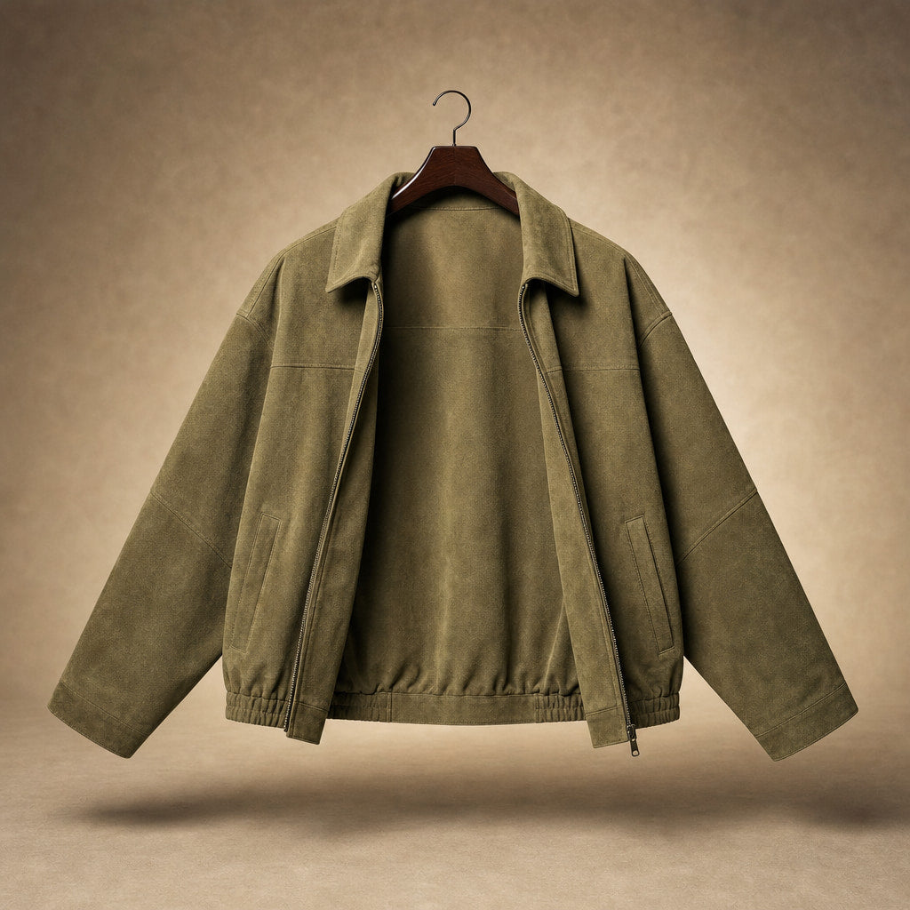 Stylish Cropped Zip-Up Women's Bomber Jacket Green – Product Photo
