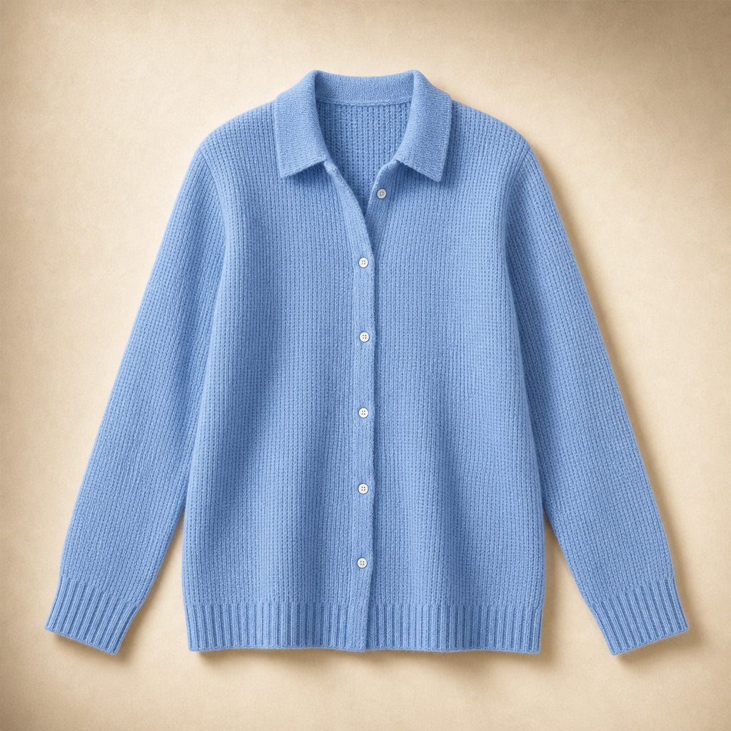 Elegant Cozy Knit Cardigan Blue – Product Photo