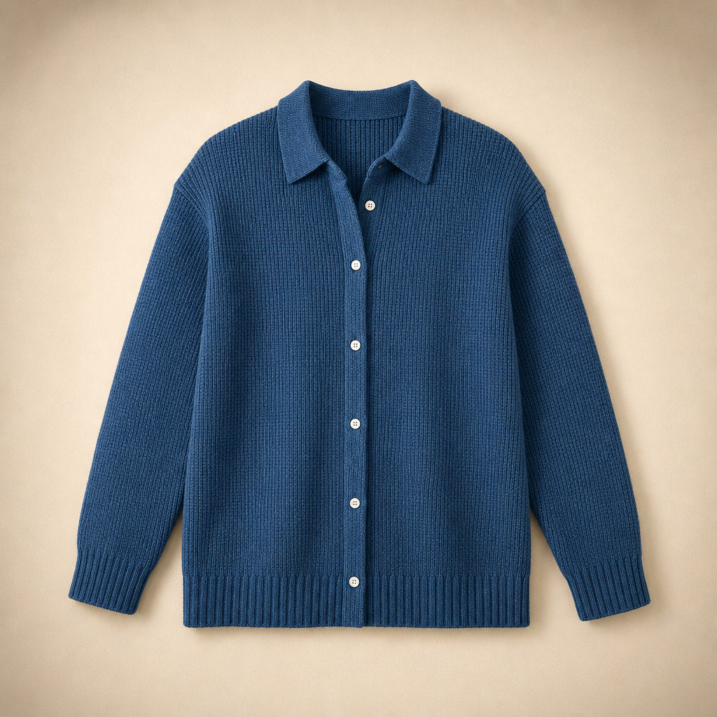 Elegant Cozy Knit Cardigan Dark Blue – Product Photo