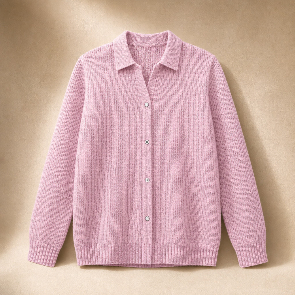 Elegant Cozy Knit Cardigan Pink – Product Photo