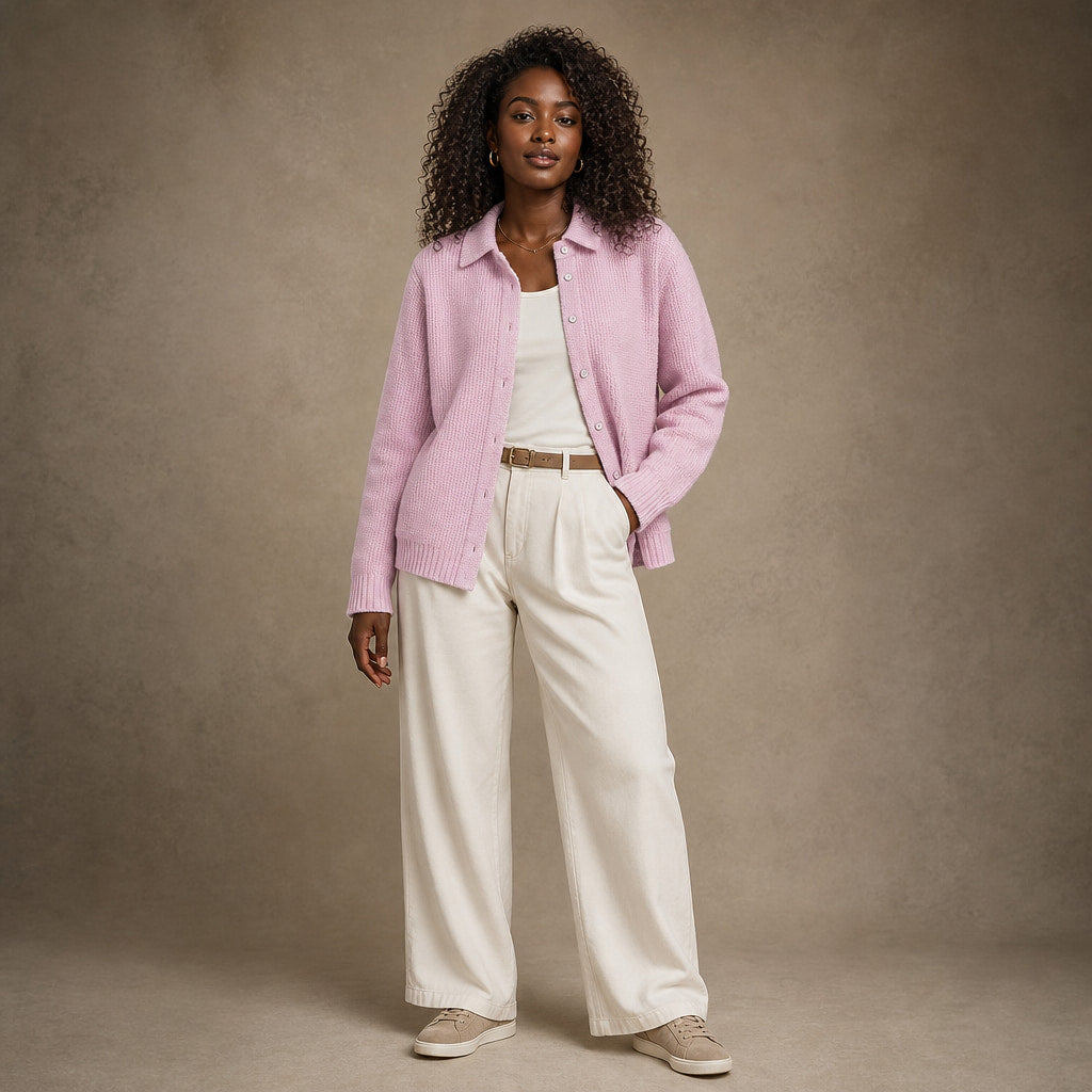 Elegant Cozy Knit Cardigan in Pink – Mampierimoda Premium Womenswear