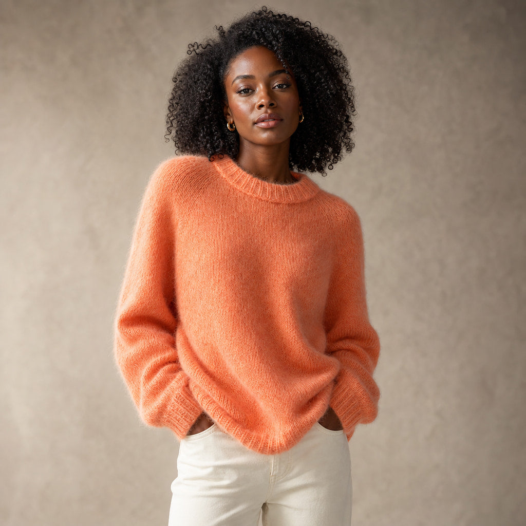 Tabitha-Jade Brushed Sweater in Coral Orange – Mampierimoda Premium Womenswear