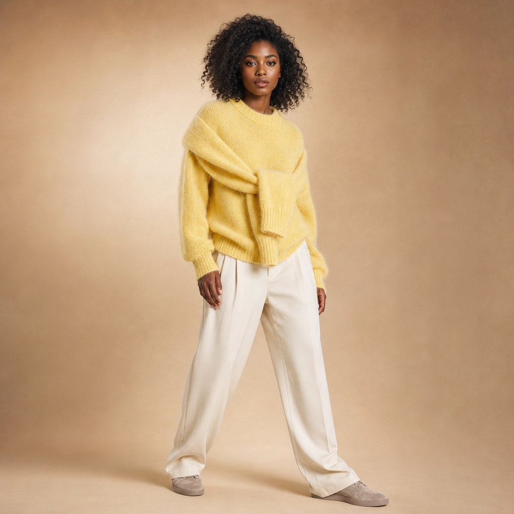 Tabitha-Jade Brushed Sweater Lemon Yellow – Side Angle View