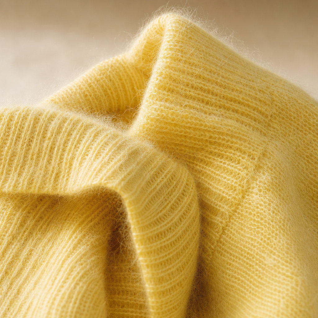 Tabitha-Jade Brushed Sweater Lemon Yellow – Fabric and Detail Close-Up