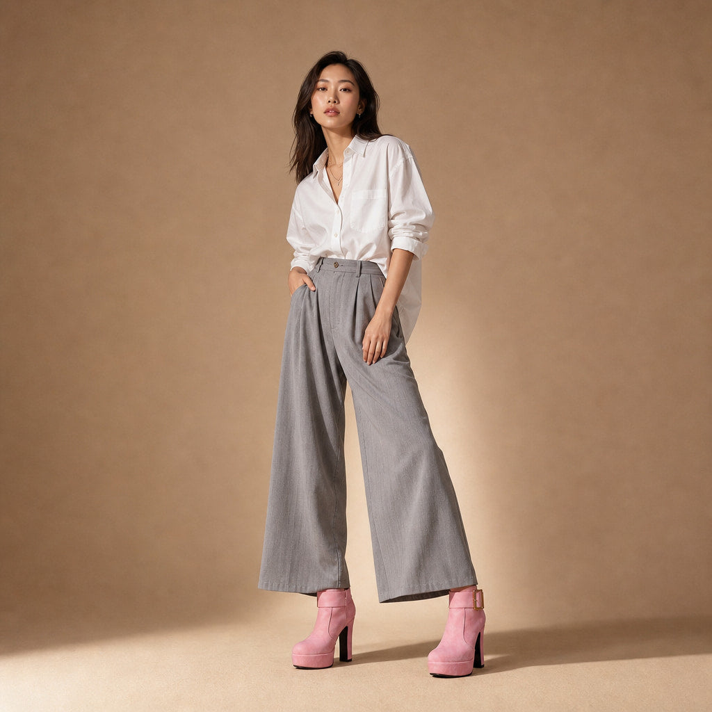 Thea Women's Leather Platform Heels Pink – Product Photo