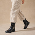 Elegant And Buckled Mid Calf Boots – Product Photo