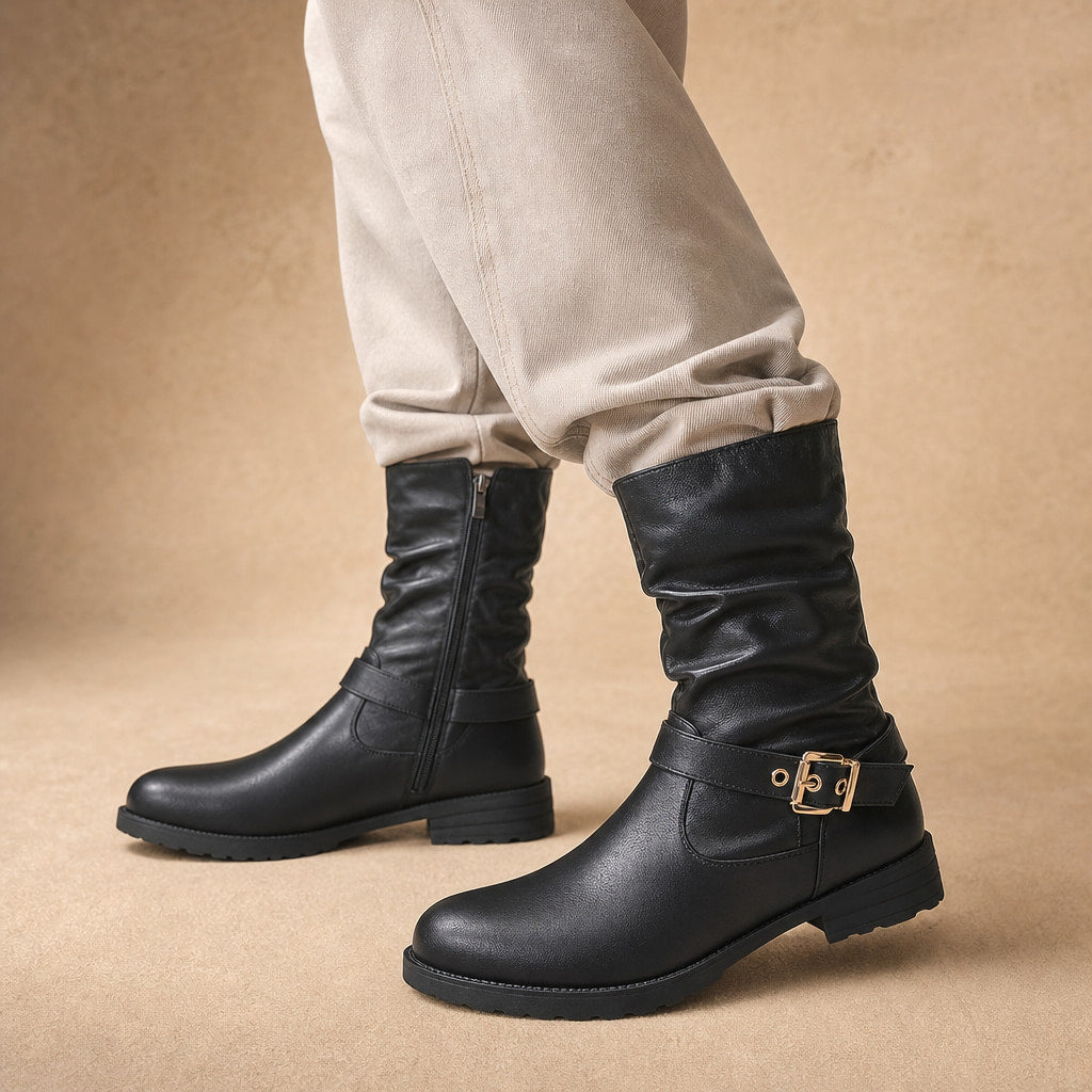 Elegant And Buckled Mid Calf Boots – Mampierimoda Premium Womenswear