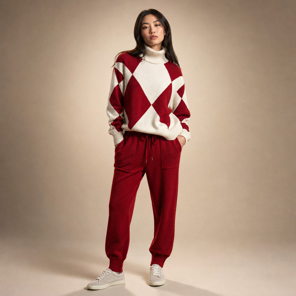Vanessa Prestige Virgin Wool Set in Crimson Red – Mampierimoda Premium Womenswear