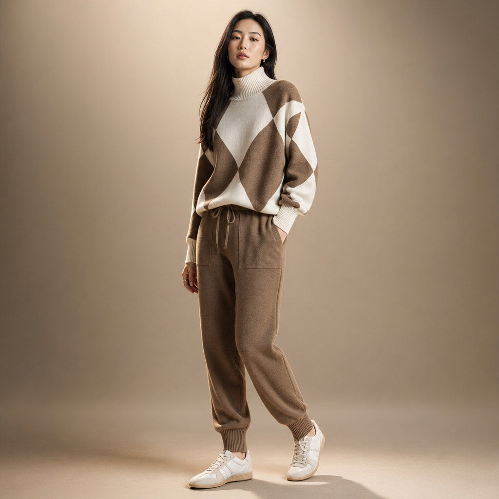Vanessa Prestige Virgin Wool Set Mocha Brown – Side Angle View