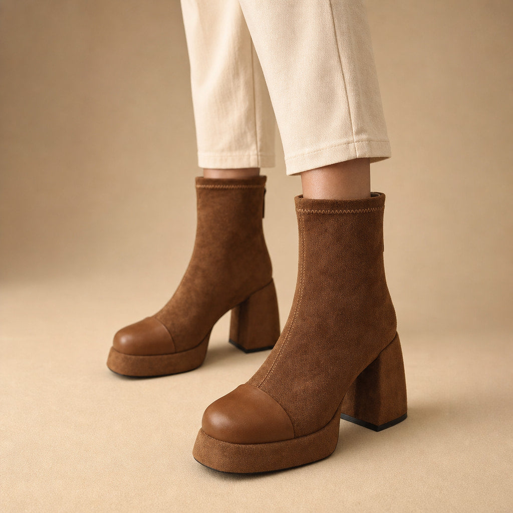 Comfortable And Warm Bold Leather Boots Brown – Product Photo