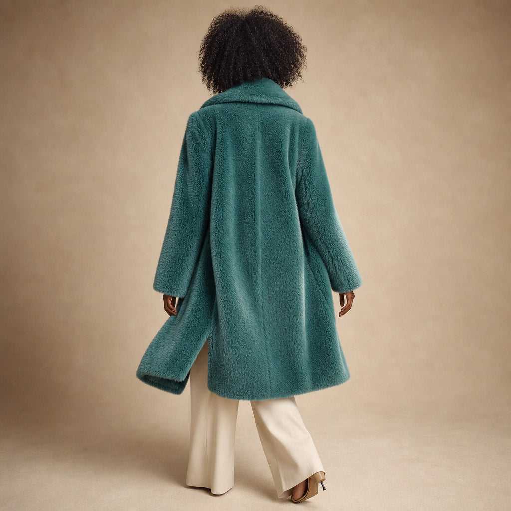 Victoria Couture Shearling Coat Mint Green – Full Look