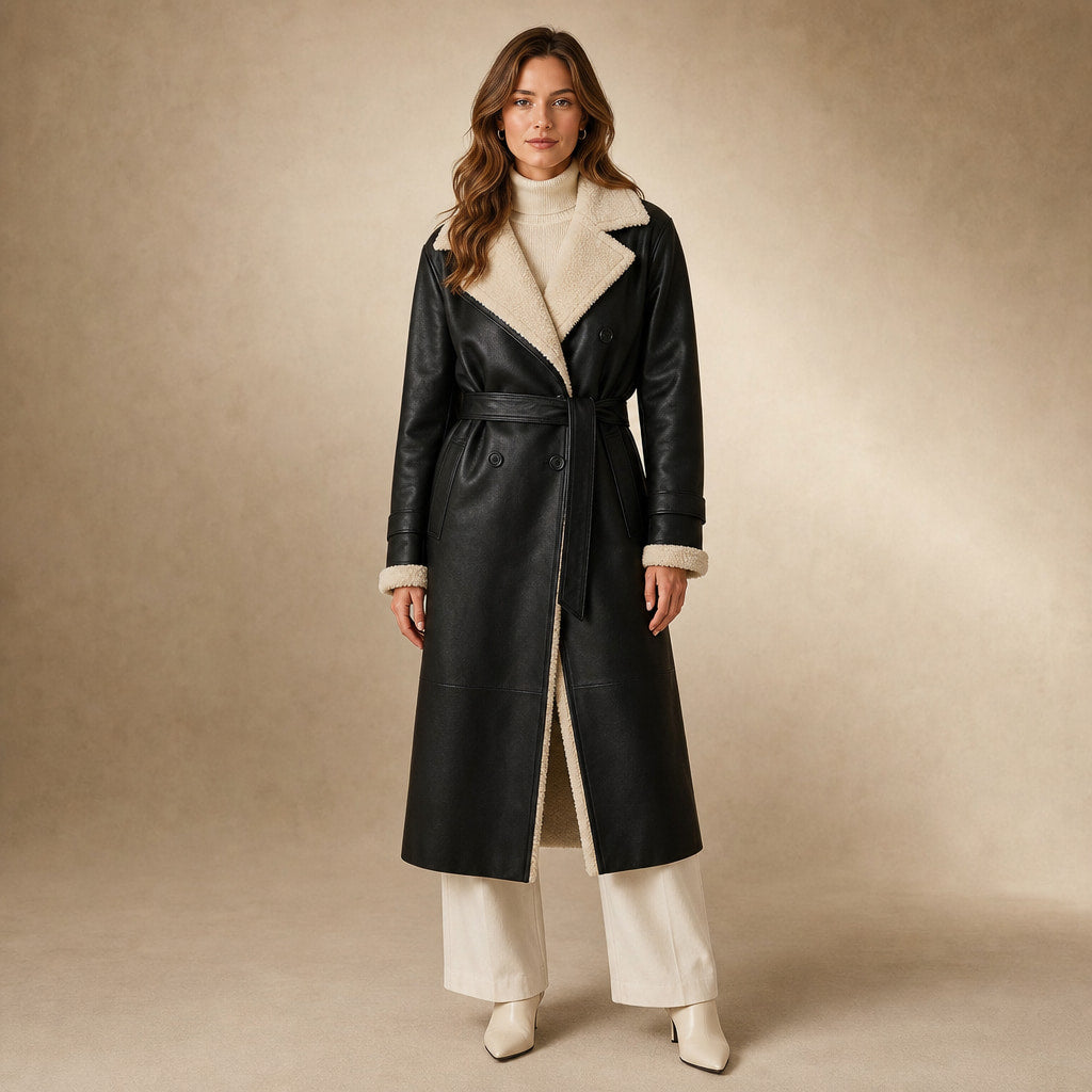 Warm Women's Longline Winter Coat with Quilted Lining - Elegant Long Coat in Black – Mampierimoda Premium Womenswear