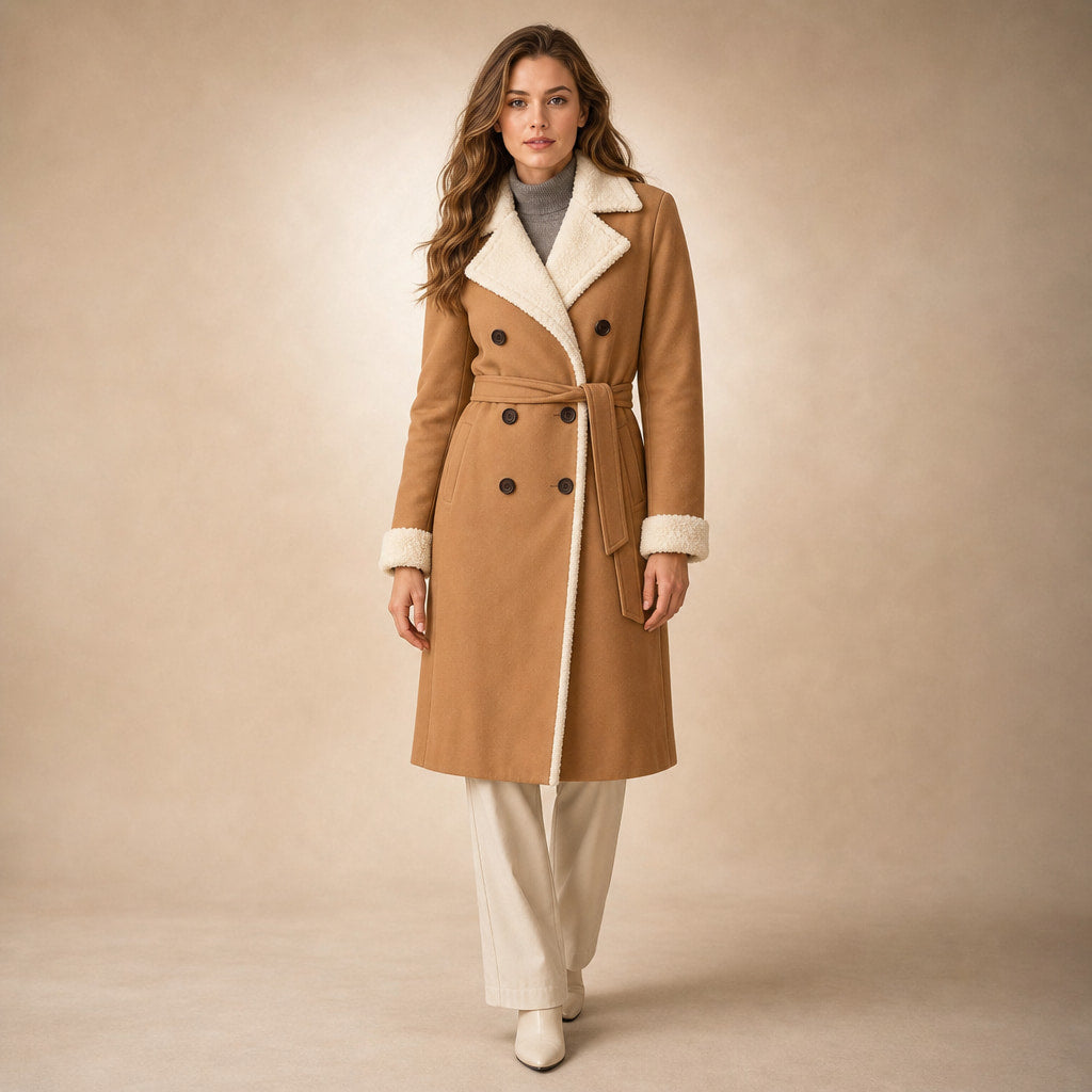 Warm Women's Longline Winter Coat with Quilted Lining - Elegant Long Coat in Khaki – Mampierimoda Premium Womenswear
