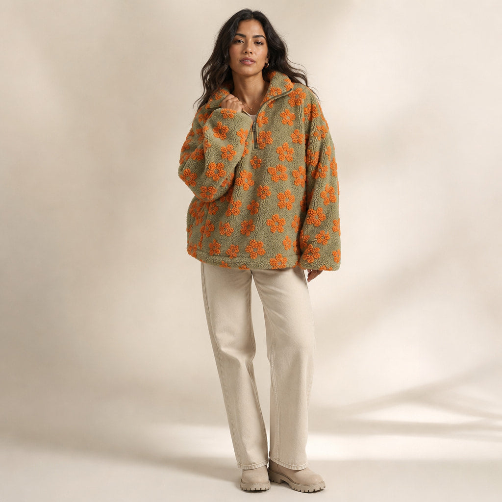 Willow Bloom Fleece Orange – Full Look