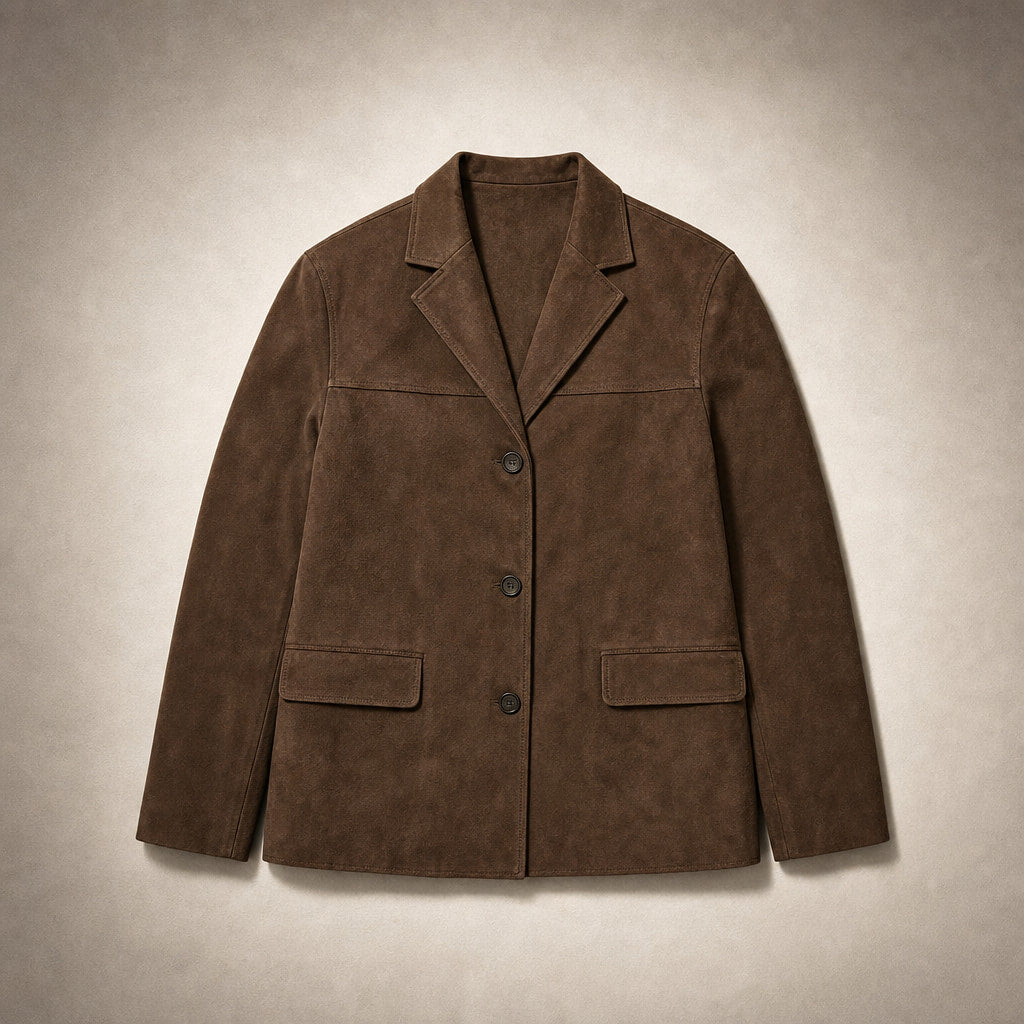 Women's Banbury Faux Suede Blazer Brown – Flat Lay Product Photo