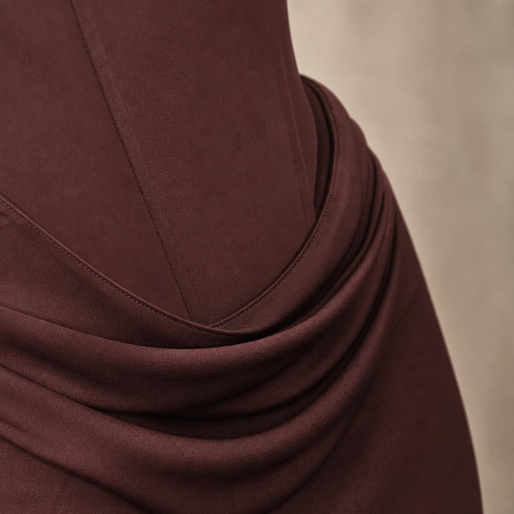 Women's bodycon backless Maxi dress Brown – Fabric and Detail Close-Up
