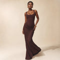 Women's bodycon backless Maxi dress Brown – Product Photo