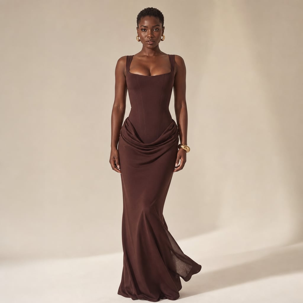Women's bodycon backless Maxi dress in Brown – Mampierimoda Premium Womenswear