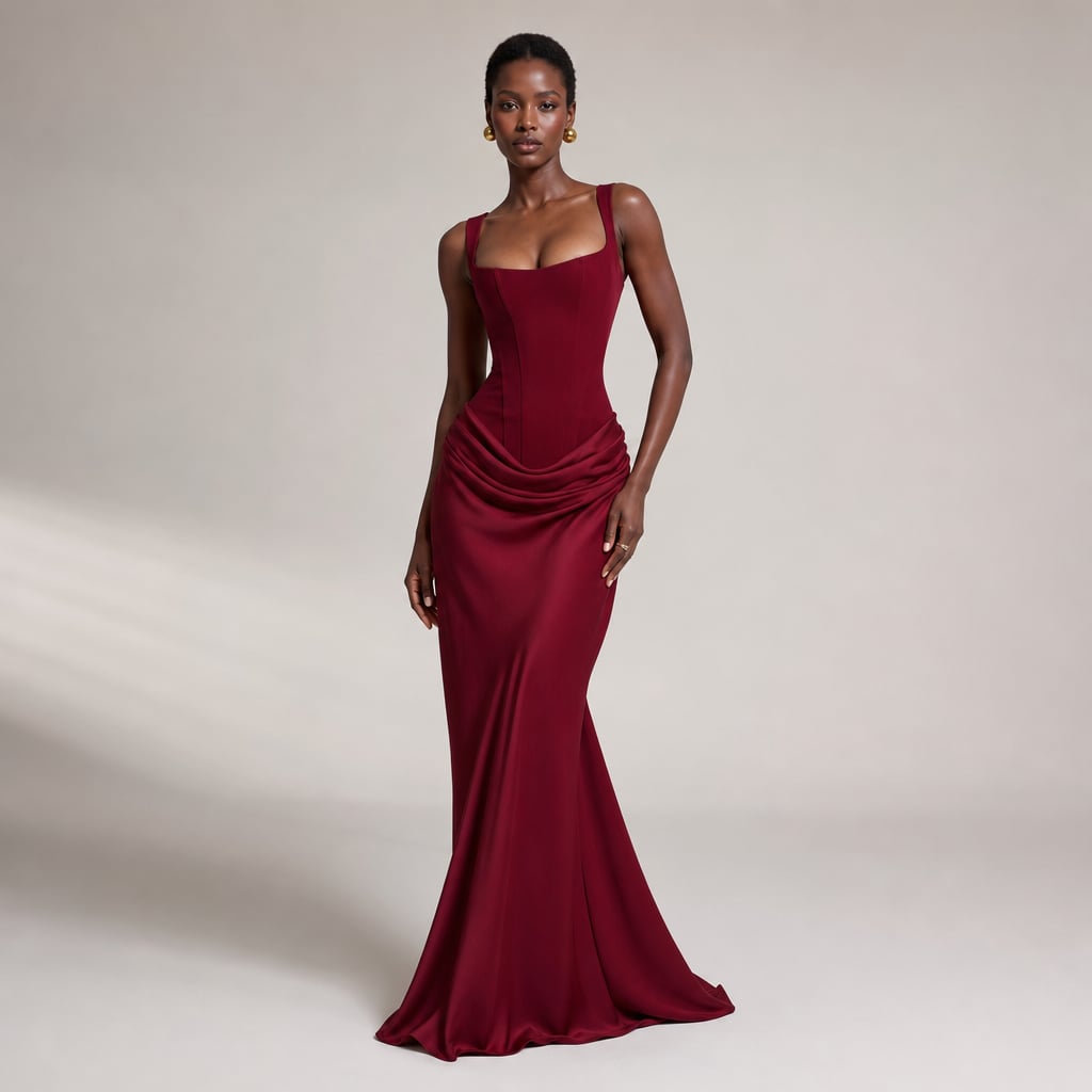 Women's bodycon backless Maxi dress Burgundy – Product Photo