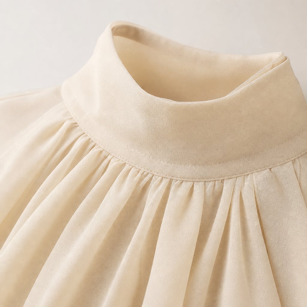 Women's Chiffon Mini Dress Beige – Fabric and Detail Close-Up
