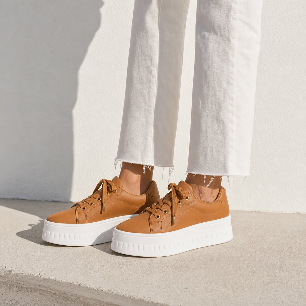 Women's Chunky Platform Lace-Up Sneakers with Thick Stacked Sole in Tan – Mampierimoda Premium Womenswear