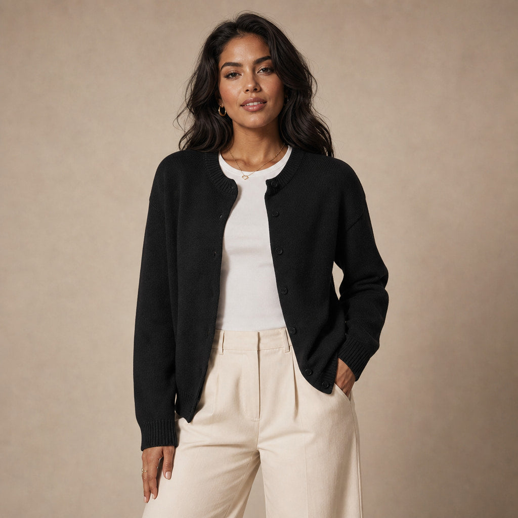 Women's Classic Cardigan in Black – Mampierimoda Premium Womenswear