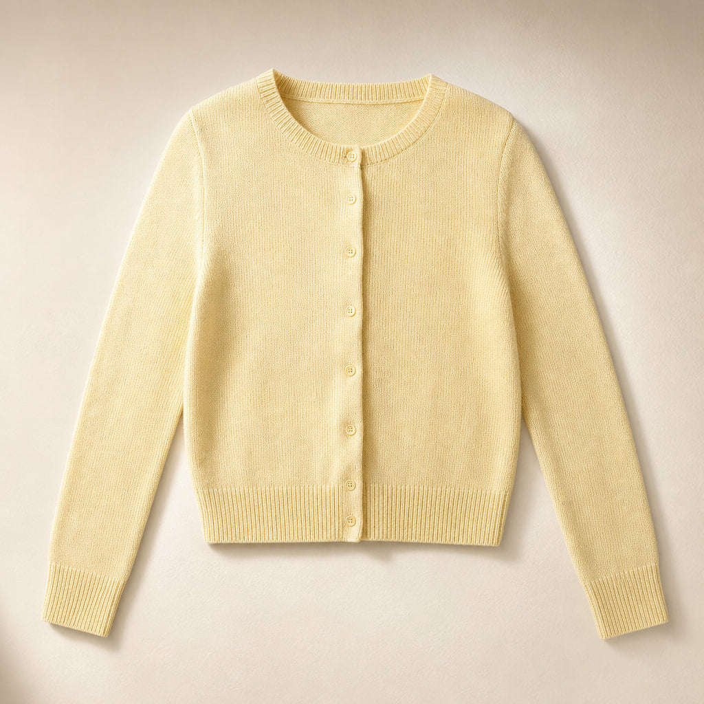 Women's Classic Cardigan Yellow – Product Photo