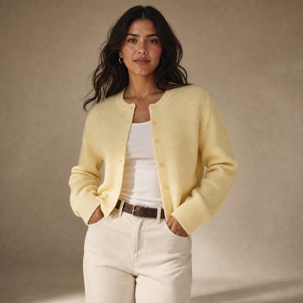 Women's Classic Cardigan in Yellow – Mampierimoda Premium Womenswear