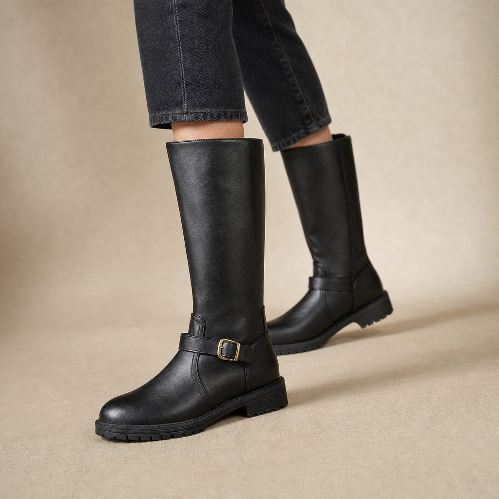 Women's Comfort Low Heel Ankle Boots Black – Product Photo