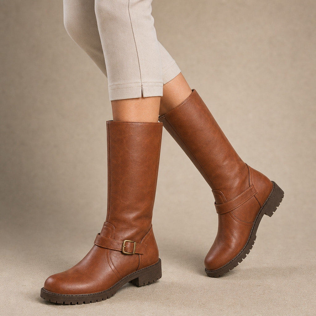 Women's Comfort Low Heel Ankle Boots Brown – Product Photo