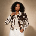 Women's Cow Print Pattern Statement Jacket Multicolor – Product Photo