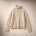 Women’s Cozy Oversized Turtleneck Sweater Beige – Product Photo