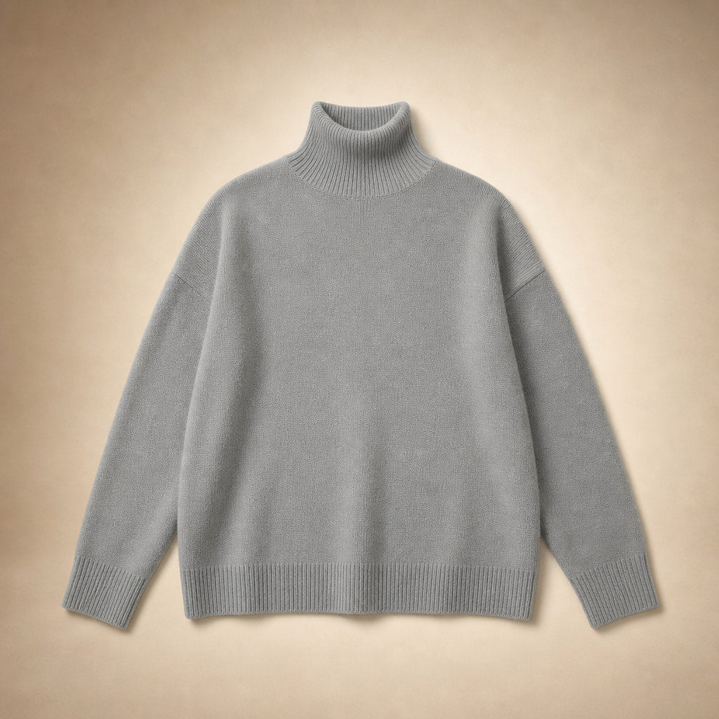 Women’s Cozy Oversized Turtleneck Sweater Gray – Product Photo