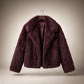 Women's Cropped Faux Fur Coat Burgundy – Product Photo