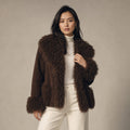 Women's Elegant Brown Faux Fur Winter Jacket Brown – Product Photo