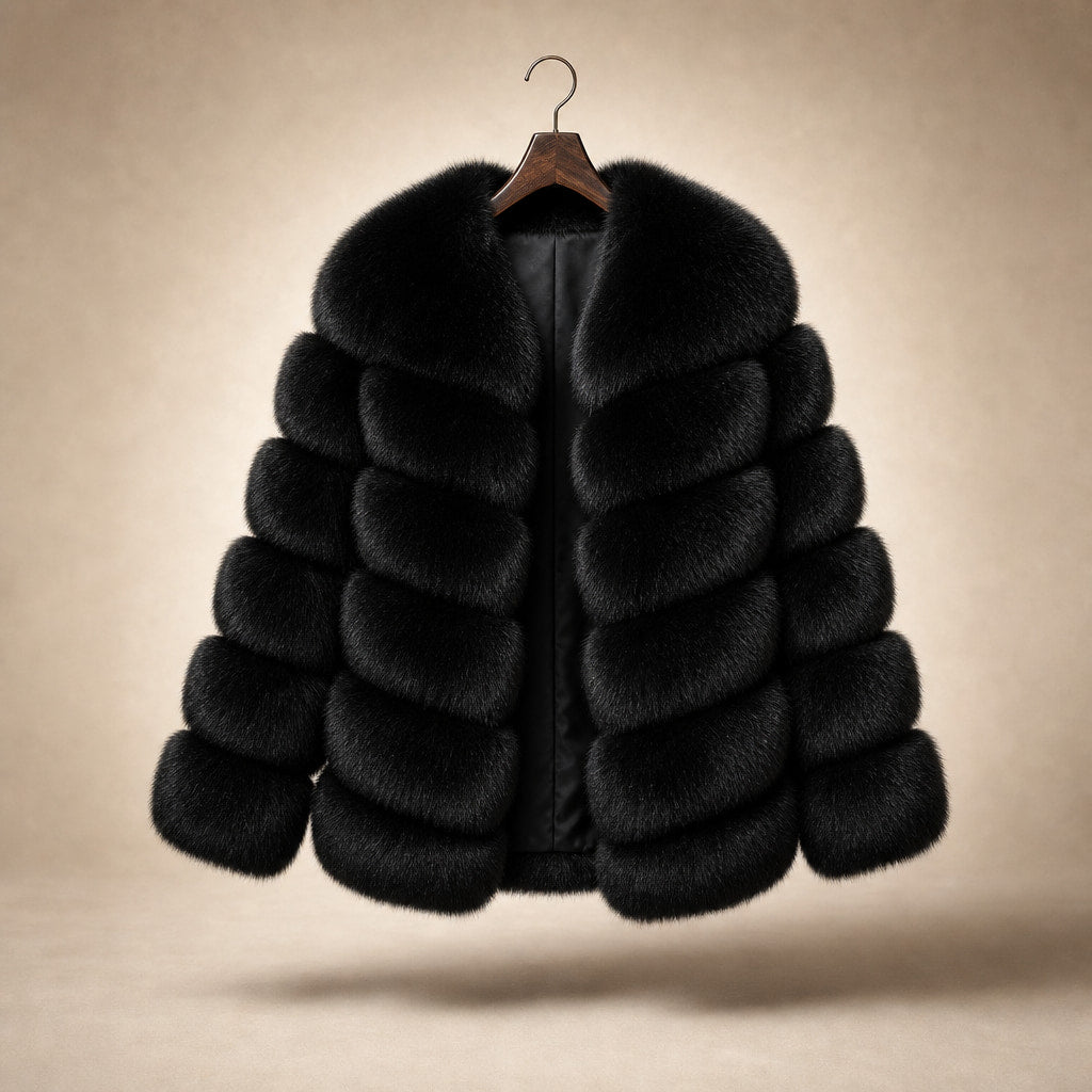 Women's Faux Fur Jacket Black – Product Photo