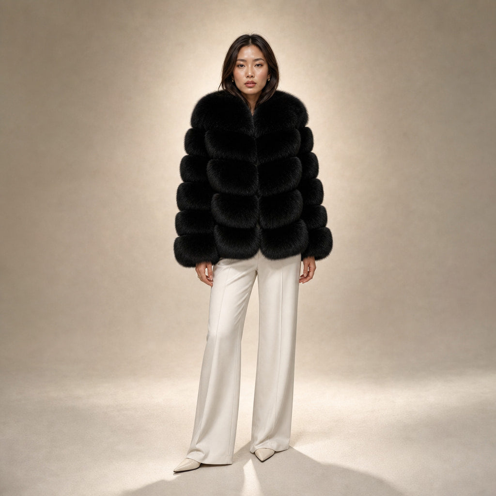 Women's Faux Fur Jacket in Black – Mampierimoda Premium Womenswear