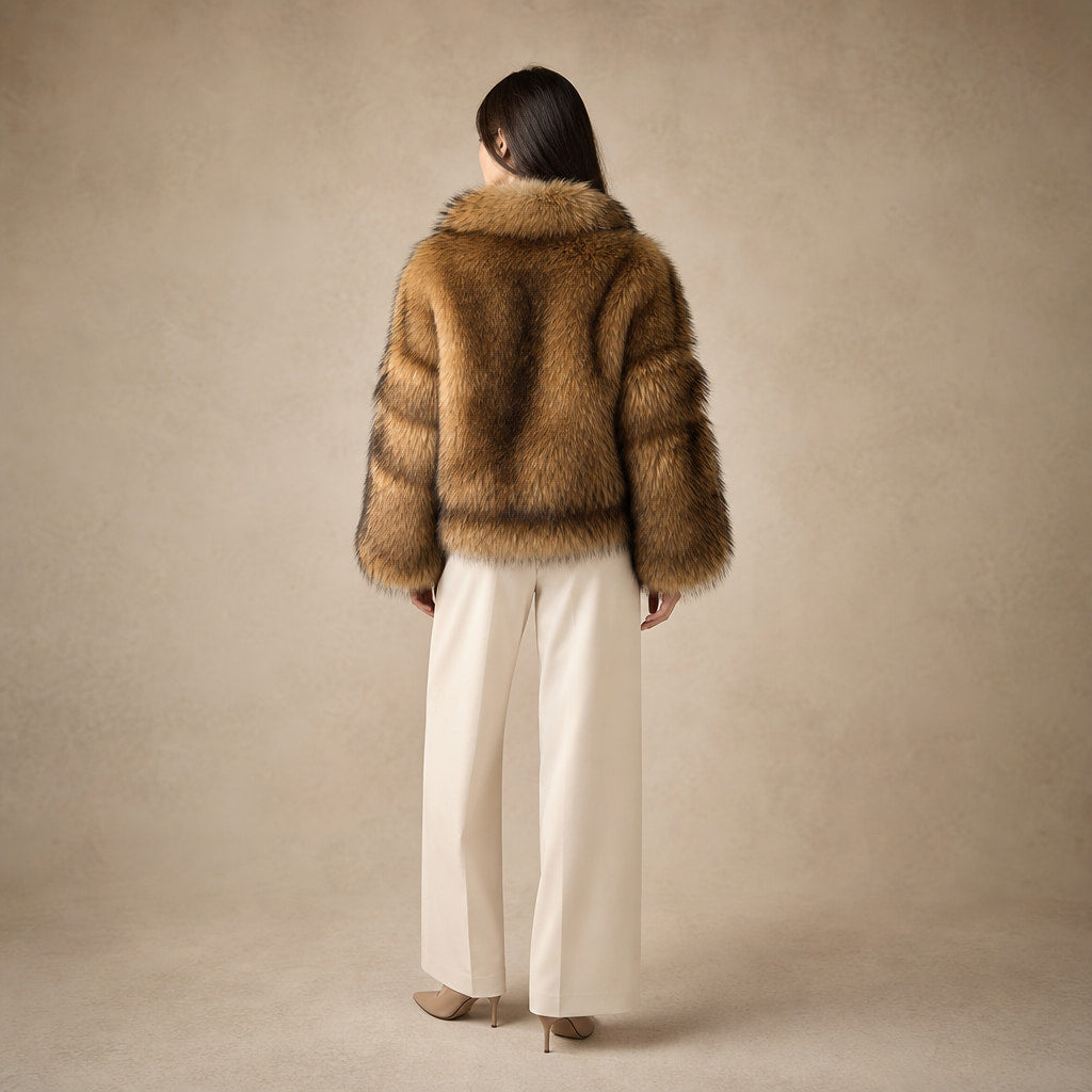 Women's Faux Fur Jacket Brown – Full Look