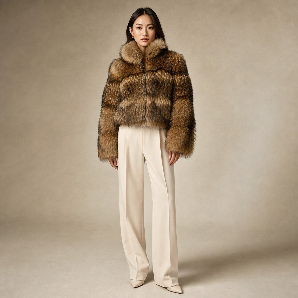 Women's Faux Fur Jacket in Brown – Mampierimoda Premium Womenswear