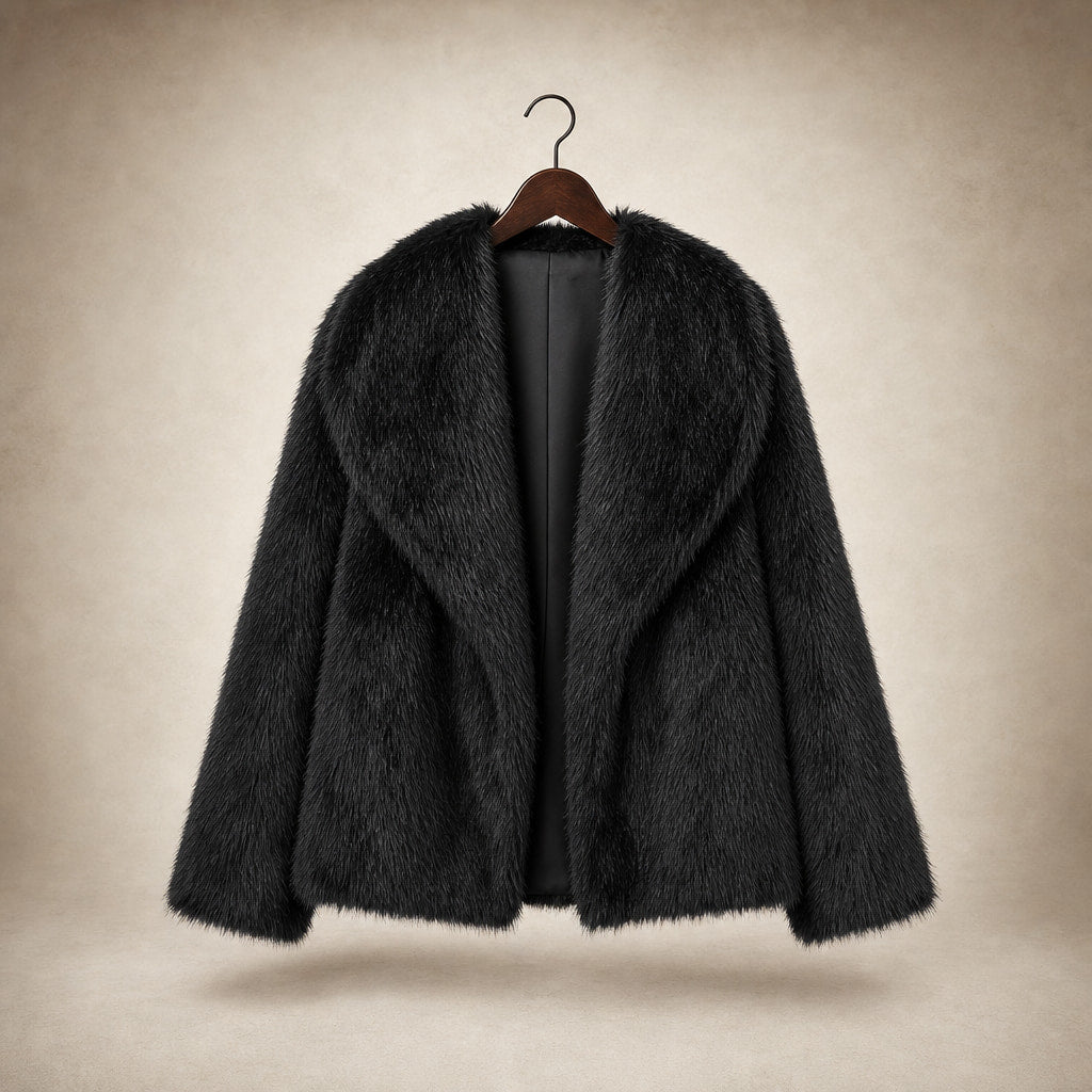Women's Ferryhill Faux Fur Coat Black – Product Photo