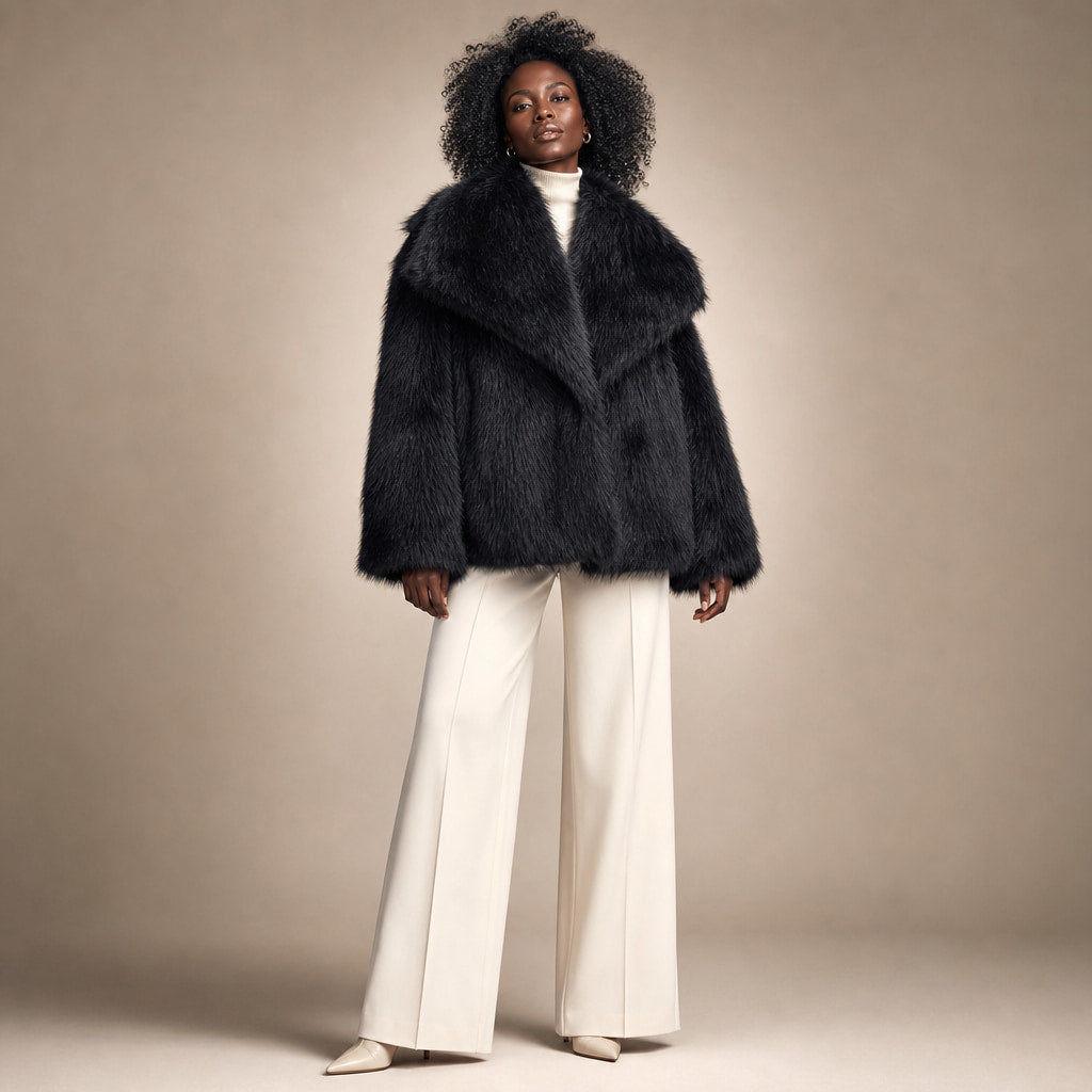 Women's Ferryhill Faux Fur Coat in Black – Mampierimoda Premium Womenswear