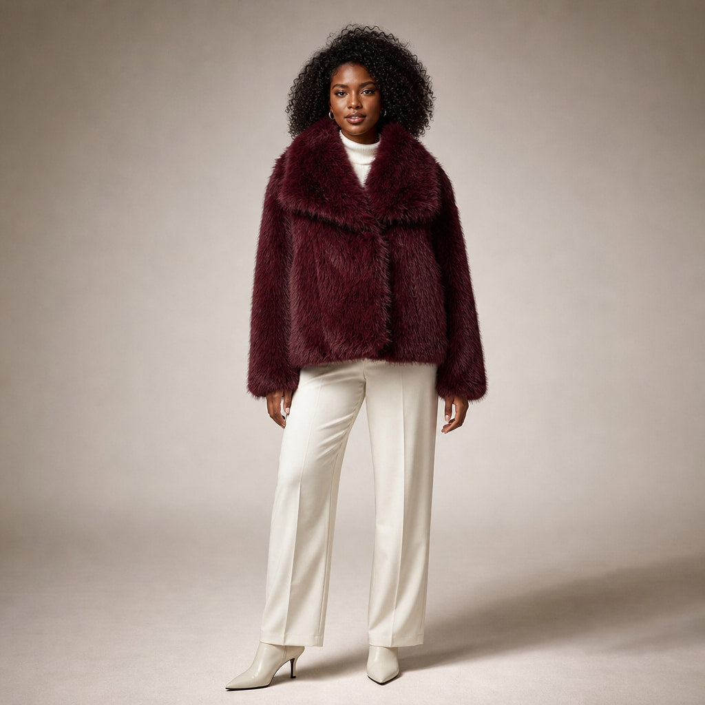 Women's Ferryhill Faux Fur Coat in Burgundy – Mampierimoda Premium Womenswear
