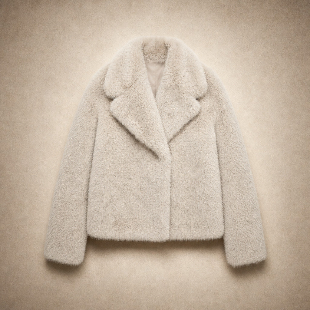 Women's Ferryhill Faux Fur Coat Silver – Flat Lay Product Photo