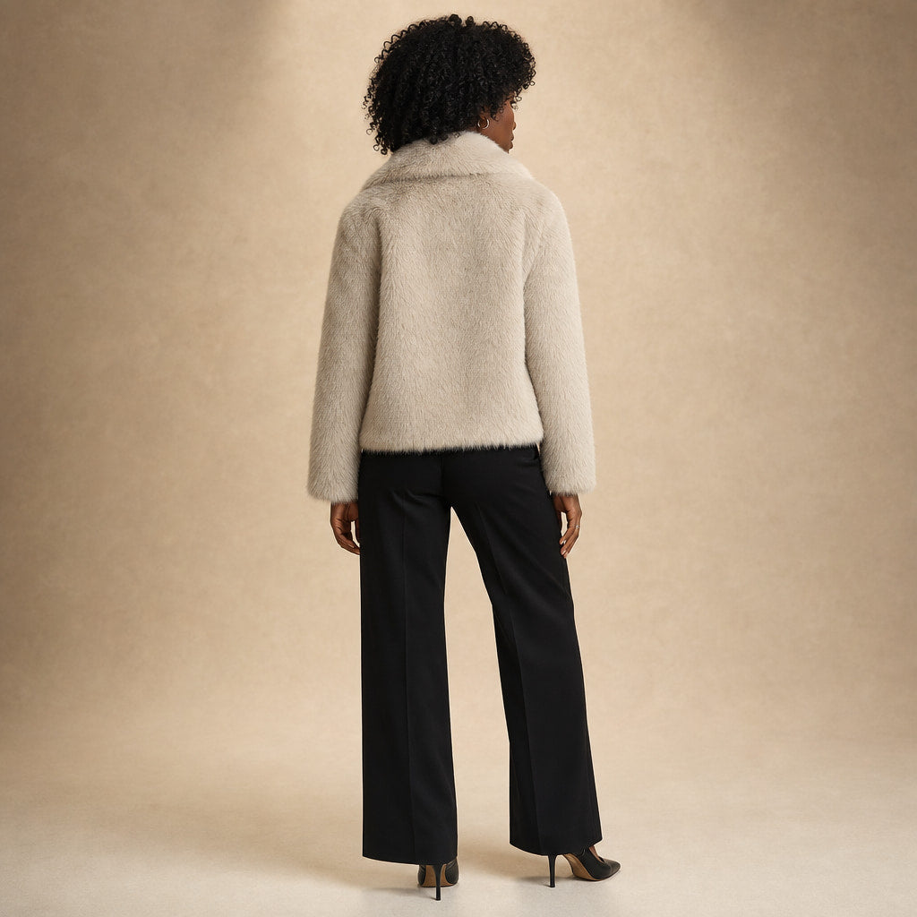 Women's Ferryhill Faux Fur Coat Silver – Full Look