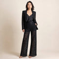 Women's Floral Lace Two-Piece Suit Black – Product Photo